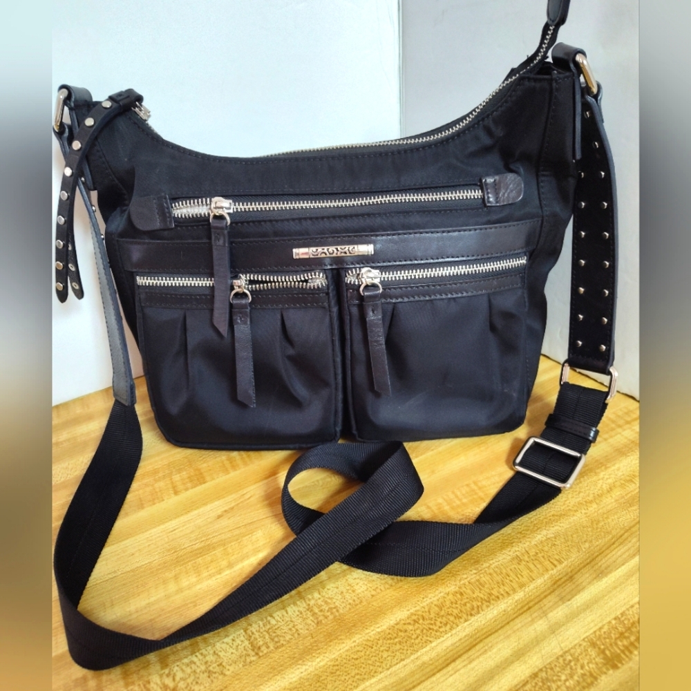Brighton Austin Crossbody bag Weather Waterproof Nylon Leather Trim *Spot Inside